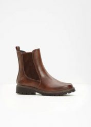 Sztyblety marki Tamaris. Brązowe botki damskie bonprix, bez wzorów, bez obcasa, bez zapięcia. Za 329.99 zł.