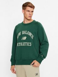 New Balance Bluza Athletics Varsity Fleece Crewneck MT33550 Zielony Regular Fit. Zielone bluzy męskie New Balance, l, bez wzorów, z bawełny, bez ramiączek, bez kaptura. Za 449.99 zł.