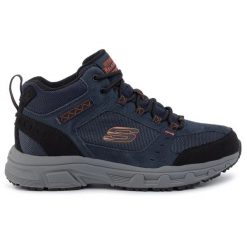 Buty na co dzień trekkingowe męskie SKECHERS OAK CANYON IRONHIDE skóra. Niebieskie trekkingi męskie Skechers, ze skóry, bez zapięcia. Za 237.99 zł.