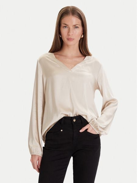 Maryley Bluzka 25IB824/18LA Beżowy Regular Fit. Brązowe bluzki damskie Maryley, l, bez wzorów, z wiskozy, bez kołnierzyka, bez ramiączek. Za 289.99 zł.