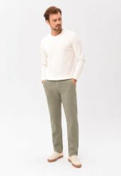 Lniane spodnie chinosy, Comfort Fit, R-LINN. Zielone eleganckie spodnie męskie Volcano, bez wzorów, z bawełny. Za 169.99 zł.