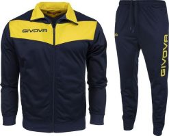Givova Dres treningowy piłkarski komplet bluza spodnie Givova Tuta Visa Triacetato granatowo-żółty TR018 0407 2XS. Niebieskie komplety dresowe męskie Givova, m, bez wzorów, z dresówki. Za 123.18 zł.