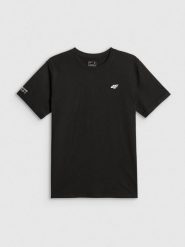 4F T-shirt regular gładki męski - czarny M. Czarne t-shirty męskie 4F, m, bez wzorów, z bawełny, bez kołnierzyka, bez ramiączek. Za 69.99 zł.