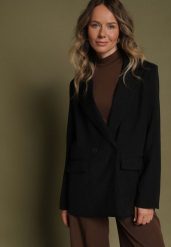 Czarna Dwurzędowa Marynarka w Stylu Oversize Clazara. Czarne marynarki i żakiety damskie Born2be, bez wzorów, z jeansu, bez kołnierzyka, bez ramiączek. Za 139.99 zł.