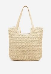 Beżowa Pleciona Torebka Shopper Feleindra. Brązowe torebki do ręki damskie Born2be, bez wzorów, z jeansu, bez dodatków. Za 79.99 zł.