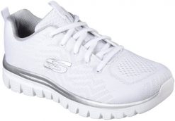 Skechers Skechers damskie buty sportowe GRACEFUL-GET CONNECTED 12615/WSL WHITE/SILVER 40. Białe obuwie sportowe damskie Skechers, bez wzorów, bez zapięcia. Za 249.99 zł.