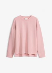Bluza oversize z materiału scuba z mieszanki wiskozy. Czerwone bluzy damskie bonprix, bez wzorów, z wiskozy, bez ramiączek, bez kaptura. Za 109.99 zł.