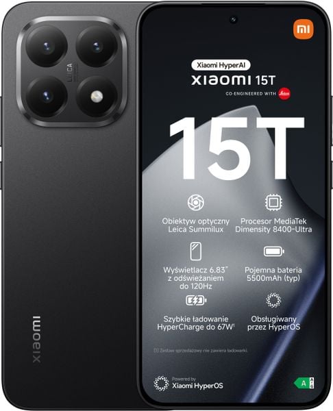 Smartfon Xiaomi 15T 5G 12/256GB Czarny (68152). Czarne smartfony Xiaomi. Za 1,919.20 zł.