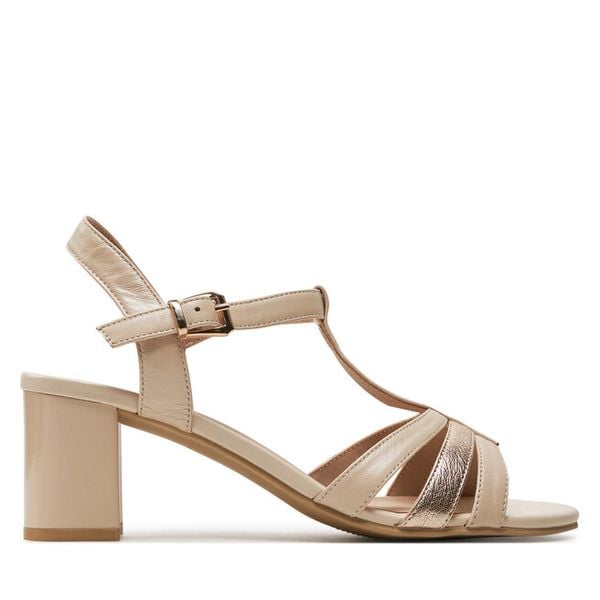 Sandały Caprice. Brązowe sandały damskie Caprice, bez wzorów, bez obcasa, na słupku, bez zapięcia. Za 269.99 zł.