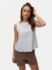 Vero Moda Top Trine 10342734 Biały Regular Fit. Białe topy damskie Vero Moda, l, bez wzorów, z bawełny, bez kołnierzyka, bez ramiączek. Za 99.99 zł.