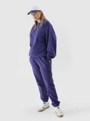 4F Spodnie dresowe joggery uniseks - granatowe XL. Niebieskie spodnie materiałowe męskie 4F, bez wzorów, z bawełny. W wyprzedaży za 59.99 zł.