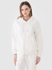 4F Bluza dresowa rozpinana z kapturem damska - biała XXL. Białe bluzy damskie 4F, xs, bez wzorów, z bawełny, sportowe, bez ramiączek, z kapturem. W wyprzedaży za 149.99 zł.