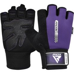 Rękawiczki fitness W1 - Z otwartymi palcami - Fioletowy – L. Fioletowe rękawiczki męskie RDX SPORTS, bez wzorów, z bawełny. Za 300.20 zł.