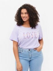 Zizzi T-Shirt V50224B Fioletowy Regular Fit. Fioletowe t-shirty damskie Zizzi, m, bez wzorów, z bawełny, bez kołnierzyka, bez ramiączek. Za 99.99 zł.