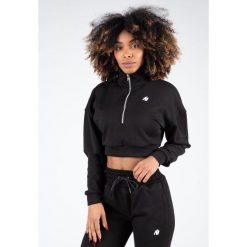 Ocala Cropped Bluza z zamkiem błyskawicznym do połowy - Czarny. Czarne bluzy damskie GORILLA WEAR, l, bez wzorów, sportowe, bez ramiączek, bez kaptura. Za 191.00 zł.