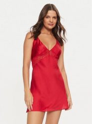 Hunkemöller Koszula nocna Nina 171839 Czerwony Slim Fit. Czerwone koszule nocne damskie Hunkemöller, bez wzorów, z syntetyku, bez ramiączek. Za 109.99 zł.