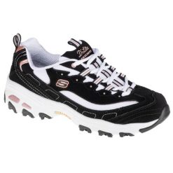Buty sportowe Sneakersy damskie, D'Lites Devoted Fan. Czarne obuwie sportowe damskie Skechers, bez wzorów, bez zapięcia, trekkingowe. Za 289.99 zł.