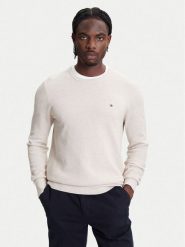 Tommy Hilfiger Sweter Essential MW0MW36347 Beżowy Regular Fit. Brązowe swetry męskie Tommy Hilfiger, m, bez wzorów, z bawełny, bez kołnierzyka, bez ramiączek. Za 349.99 zł.