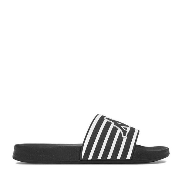 Klapki Kappa. Czarne klapki damskie Kappa, bez wzorów, bez obcasa, bez zapięcia. Za 59.99 zł.