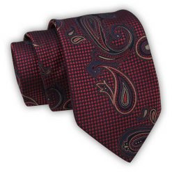 Krawat Alties (7 cm) - Bordowy, Duży Wzór Paisley. Czerwone krawaty i muchy Alties, bez wzorów, z tkaniny, eleganckie. Za 49.00 zł.