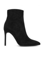 Eva Minge Botki EO-ELAINA-E123-02B Czarny. Czarne botki damskie Eva Minge, bez wzorów, ze skóry, bez obcasa, na szpilce, bez zapięcia. Za 429.99 zł.