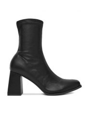 DeeZee Botki BZRB0804-4 Czarny. Czarne botki damskie DeeZee, bez wzorów, z materiału, bez obcasa, na słupku, bez zapięcia. Za 199.99 zł.