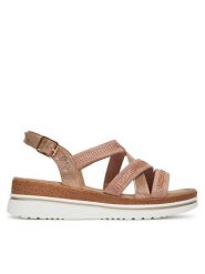 Clara Barson Sandały WS2506-09 Różowy. Czerwone sandały damskie Clara Barson, bez wzorów, z materiału, bez obcasa, na koturnie, bez zapięcia. Za 119.99 zł.