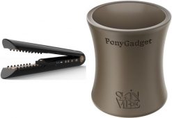 Prostownica SkinVibe SkinVibe Luna MiniWireless (SV-003BK) + SkinVibe PonyGadget - Guma do włosów, brązowa, XL (SV-006BR). Brązowe prostownice SkinVibe. Za 388.00 zł.