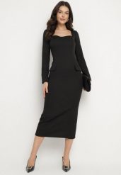Czarna Elegancka Sukienka Ołówkowa z Wiązaniem i Imitacją Kieszeni Tillirisa. Czarne sukienki damskie Born2be, na co dzień, m, bez wzorów, eleganckie, bez kołnierzyka, bez ramiączek, maxi, kopertowe. Za 139.99 zł.