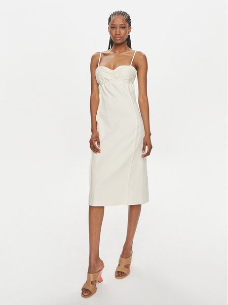 Samsøe Samsøe Sukienka jeansowa Salima F24100067 Écru Slim Fit. Sukienki damskie Samsøe & Samsøe, xl, bez wzorów, z bawełny, bez kołnierzyka, bez ramiączek. Za 819.99 zł.