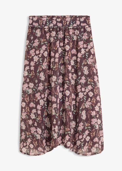 Spódnica midi z szyfonu. Fioletowe spódnice damskie bonprix, bez wzorów, z szyfonu, midi, asymetryczne. Za 124.99 zł.
