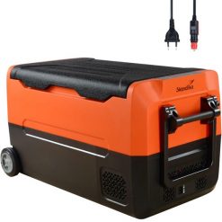 Lodówka kempingowa 35 L, od +10° do -20°C, 12 V lub zasilacz sieciowy. Brązowe piżamy męskie SKANDIKA, l, bez wzorów, bez kołnierzyka, bez ramiączek, długie. Za 1,399.00 zł.