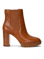 LAUREN RALPH LAUREN Botki 802937818003 Brązowy. Brązowe botki damskie Lauren Ralph Lauren, bez wzorów, ze skóry, bez obcasa, na słupku, bez zapięcia. Za 939.99 zł.