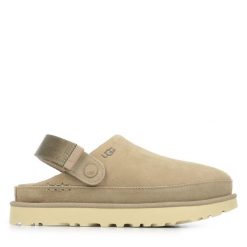 Damskie sandały Ugg W GOLDENSTAR CLOG 1138252-SAN. Brązowe sandały damskie UGG, bez wzorów, z materiału, z okrągłym noskiem, bez obcasa, bez zapięcia. Za 479.00 zł.