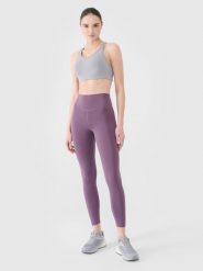 4F Legginsy treningowe ze średnim stanem damskie - fioletowe XS. Fioletowe legginsy damskie 4F, s, bez wzorów, z dzianiny, na fitness i siłownię. W wyprzedaży za 69.99 zł.