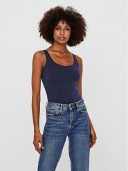 Vero Moda Top Maxi 10185110 Granatowy Regular Fit. Niebieskie topy damskie Vero Moda, s, bez wzorów, z bawełny, bez kołnierzyka, bez ramiączek. Za 49.99 zł.