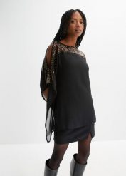 Tunika z cekinami. Czarne tuniki damskie bonprix, bez wzorów, bez ramiączek. Za 119.99 zł.