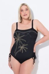 Damski Strój kąpielowy uniwersalny miękkie miseczki odpinane ramiączka. Czarne stroje kąpielowe damskie Ulla Popken, plus size, bez wzorów, z elastanu. Za 233.99 zł.