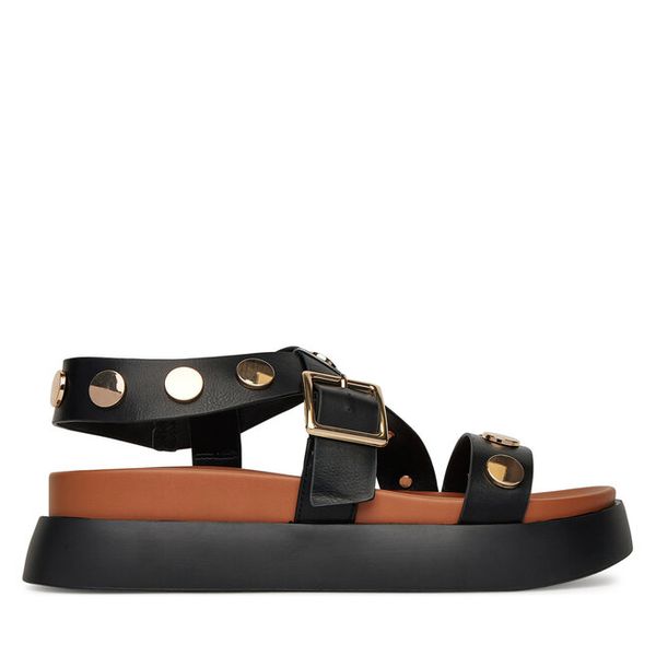 Sandały DeeZee. Czarne sandały damskie DeeZee, bez wzorów, bez obcasa, na płaskiej podeszwie, bez zapięcia. Za 149.99 zł.