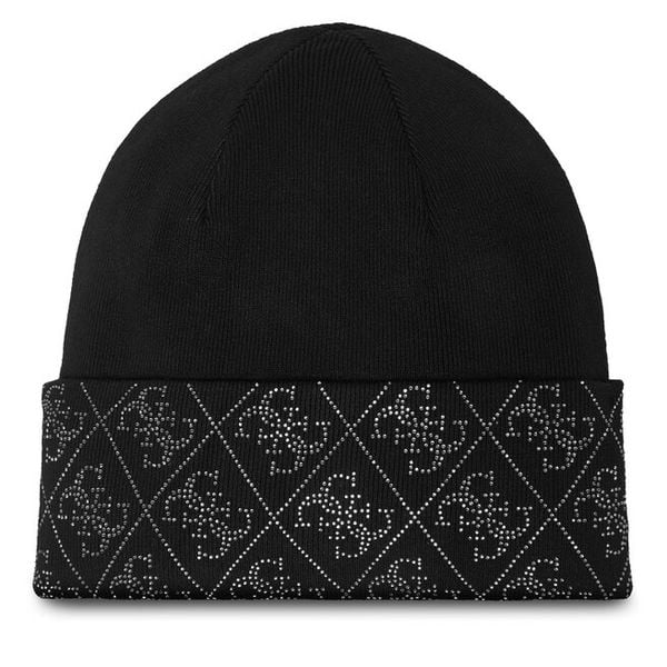 Czapka Guess. Czarne czapki damskie Guess, na zimę, z aplikacjami. Za 214.99 zł.
