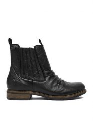 Rieker Botki CEO-74855-00 Czarny. Czarne botki damskie Rieker, bez wzorów, ze skóry, bez obcasa, na płaskiej podeszwie, bez zapięcia. Za 439.99 zł.