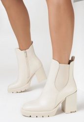 Beżowe Botki Bressoline. Brązowe botki damskie Born2be, bez wzorów, z jeansu, casualowe, bez obcasa, na obcasie, bez zapięcia. Za 79.99 zł.