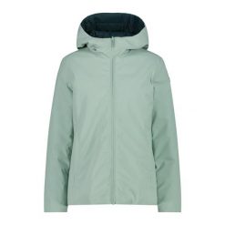 Kobieta odwracalna kurtka przeciwdeszczowa z kapturem na zamek CMP. Zielone kurtki sportowe damskie CMP, bez wzorów, bez ramiączek, z kapturem, trekkingowe. Za 628.50 zł.