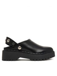 Guess Klapki FLTWNE ELE01 Czarny. Czarne klapki damskie Guess, z aplikacjami, ze skóry, bez obcasa, bez zapięcia. Za 584.99 zł.
