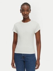 Tommy Hilfiger T-Shirt WW0WW48702 Biały Slim Fit. Białe t-shirty damskie Tommy Hilfiger, l, bez wzorów, z bawełny, bez kołnierzyka, bez ramiączek. Za 249.99 zł.