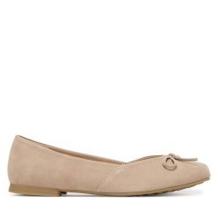 Baleriny Caprice. Brązowe balerinki damskie Caprice, bez wzorów, bez obcasa, bez zapięcia. Za 339.99 zł.