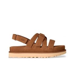 Damskie sandały Ugg W GOLDENSTAR GLEAM 1175122-CHE. Brązowe sandały damskie UGG, bez wzorów, z materiału, z okrągłym noskiem, bez obcasa, bez zapięcia. Za 528.85 zł.