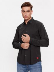 Hugo Koszula Ermo 50500216 Czarny Slim Fit. Czarne koszule męskie Hugo, l, bez wzorów, z bawełny, bez kołnierzyka, bez ramiączek. Za 269.99 zł.