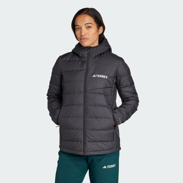 Kurtka z kapturem Terrex Multi Light Down CLIMAWARM. Czarne kurtki sportowe damskie Adidas, xs, bez wzorów, z puchu, bez ramiączek, z kapturem, trekkingowe, ClimaWarm (Adidas). Za 649.00 zł.