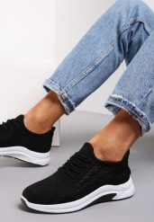 Czarne Siateczkowe Buty Sportowe na Piankowej Podeszwie Linidas. Czarne obuwie sportowe damskie Renee, bez wzorów, z okrągłym noskiem, bez zapięcia. Za 39.99 zł.